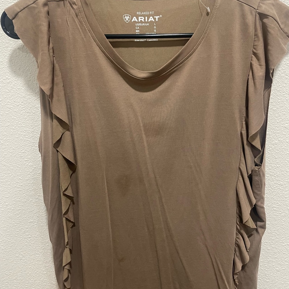 Ariat Women's Tan Ruffle Sleeve Tank Top